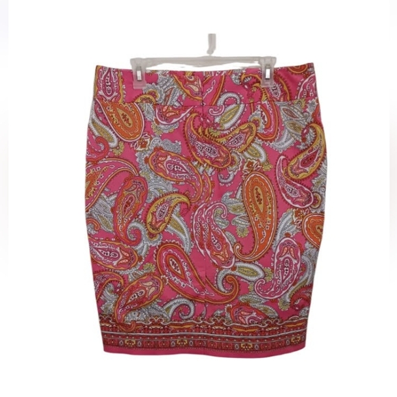 Charter Club Paisley Pink and Orange Skirt SZ 14 - Picture 3 of 7